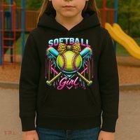 Softball Player Girl Ice Cream Softball Drip Kids Hoodie thumb 3
