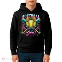 Softball Player Girl Ice Cream Softball Drip Kids Hoodie thumb 4