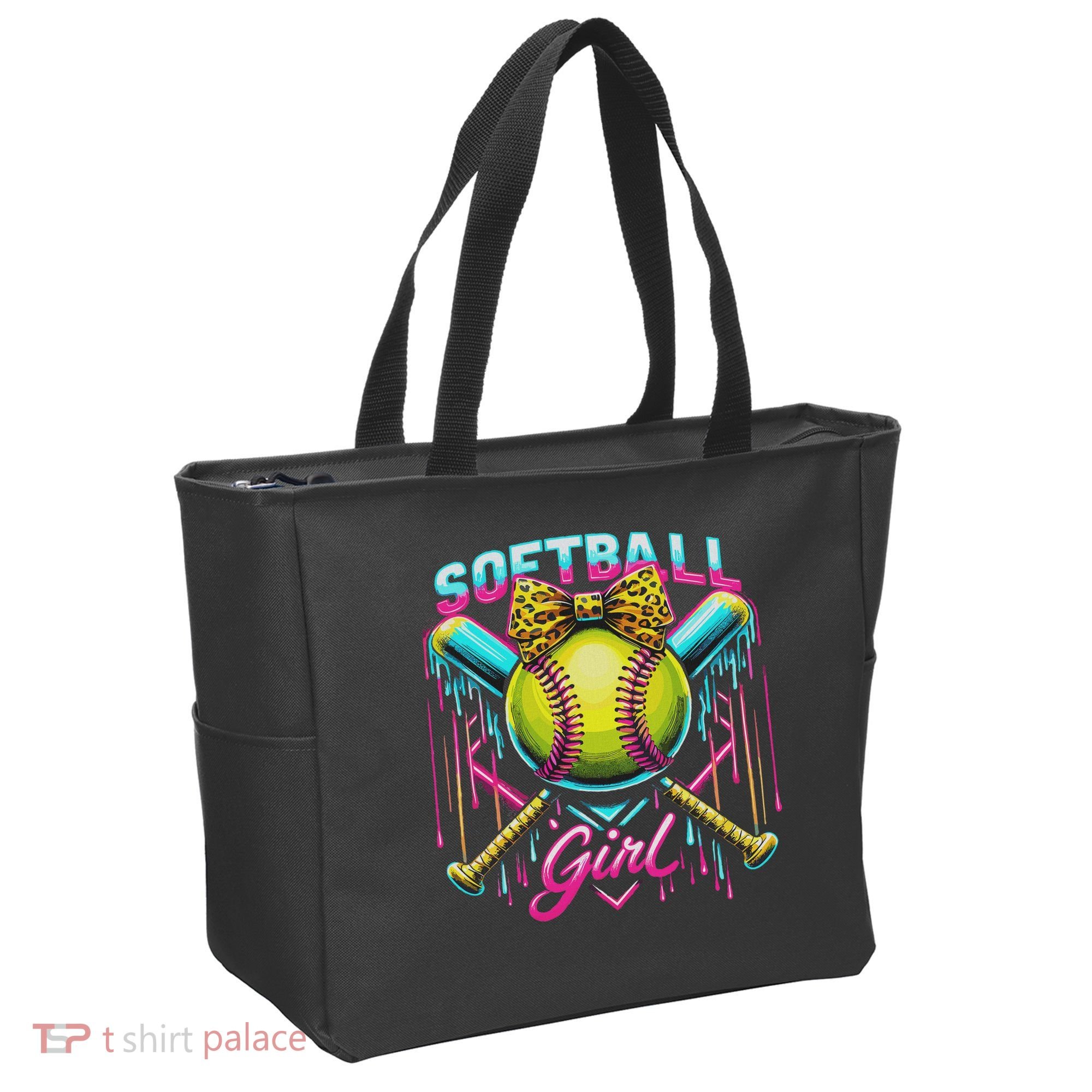 Softball Player Girl Ice Cream Softball Drip Tote Bag