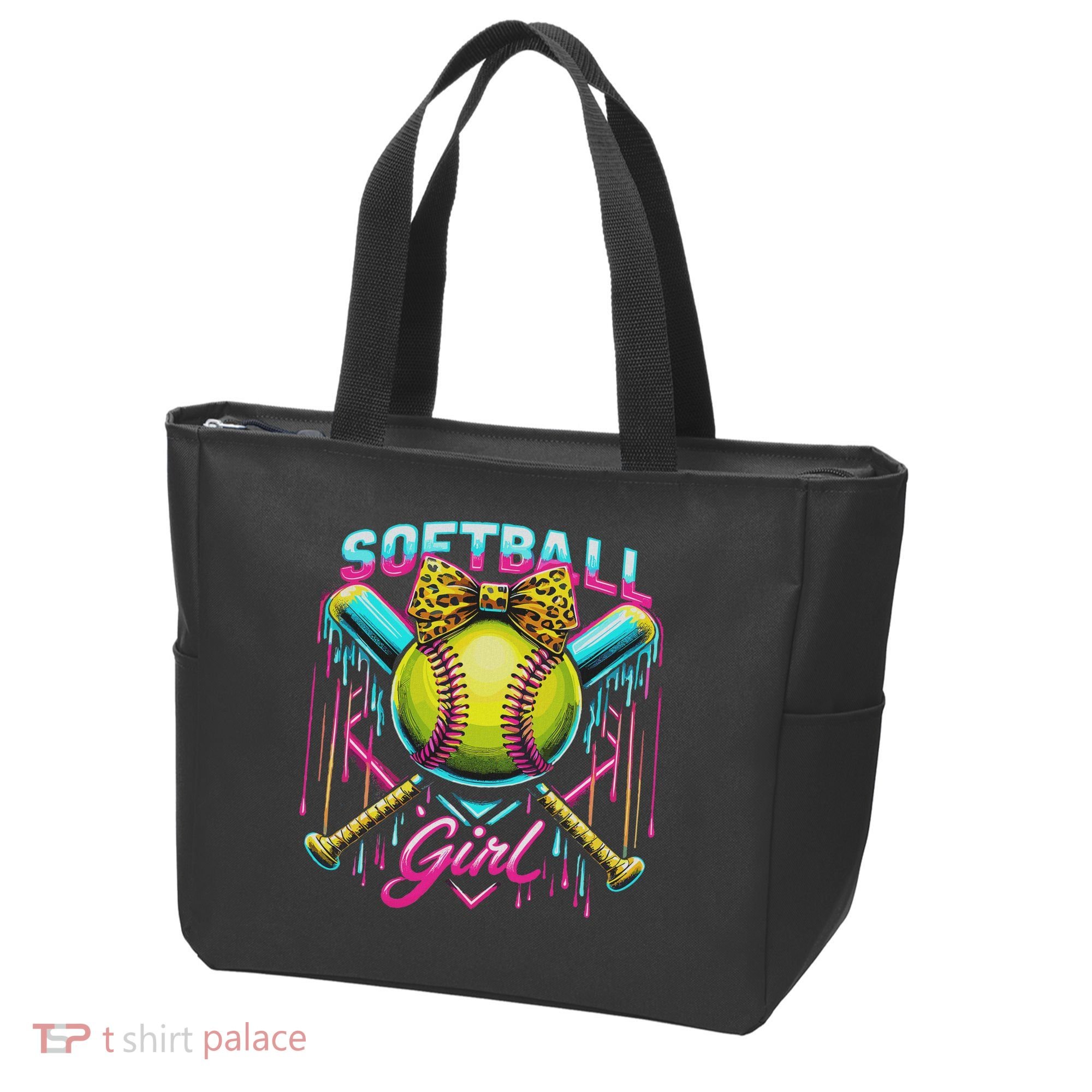 Softball Player Girl Ice Cream Softball Drip Tote Bag