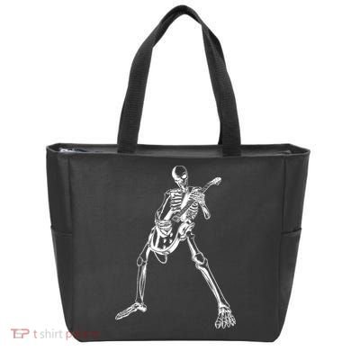 Skeleton Playing Guitar Tote Bag