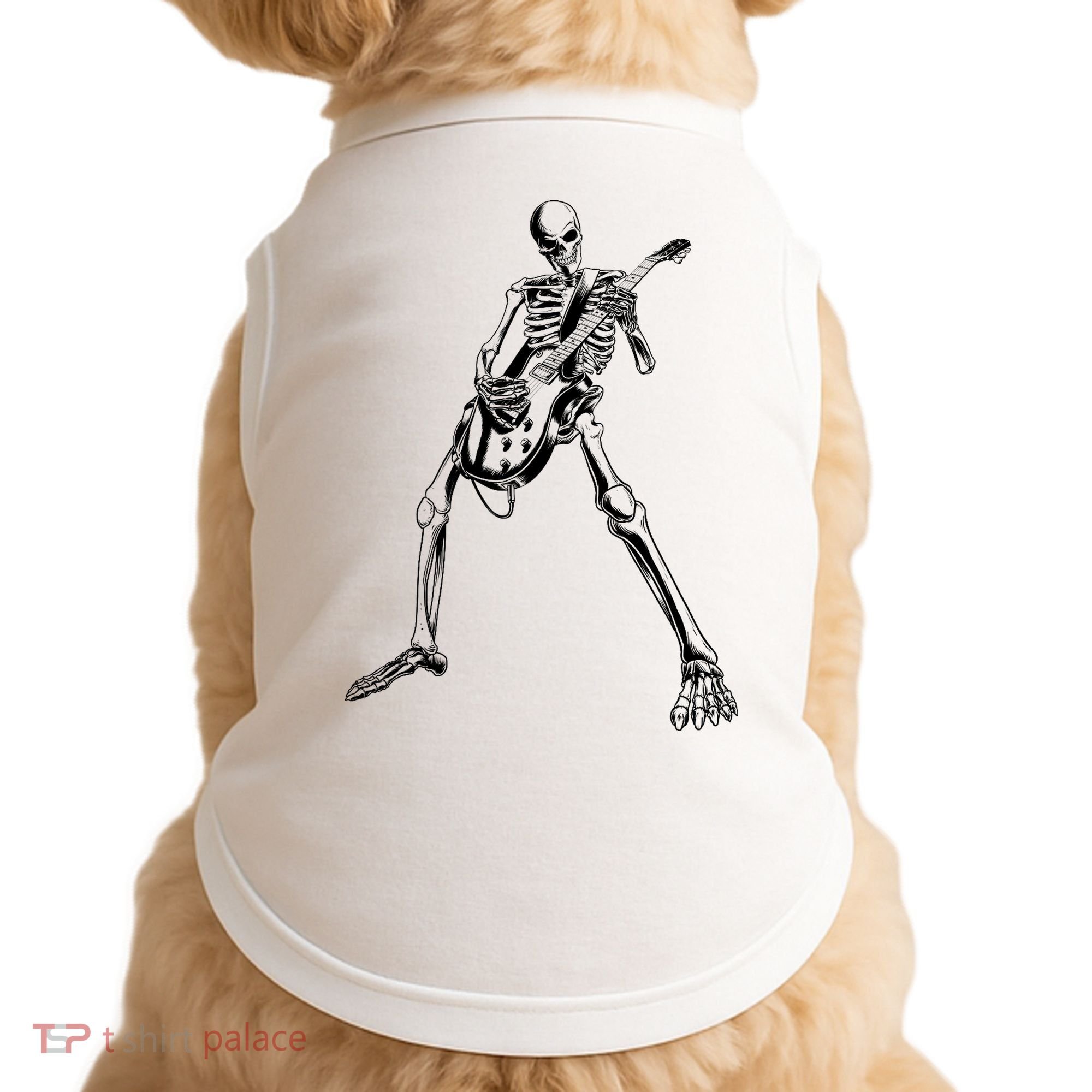 Skeleton Playing Guitar Doggie Tank