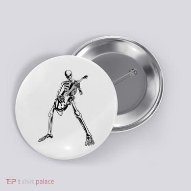 Skeleton Playing Guitar Button