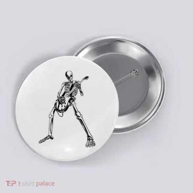 Skeleton Playing Guitar Button