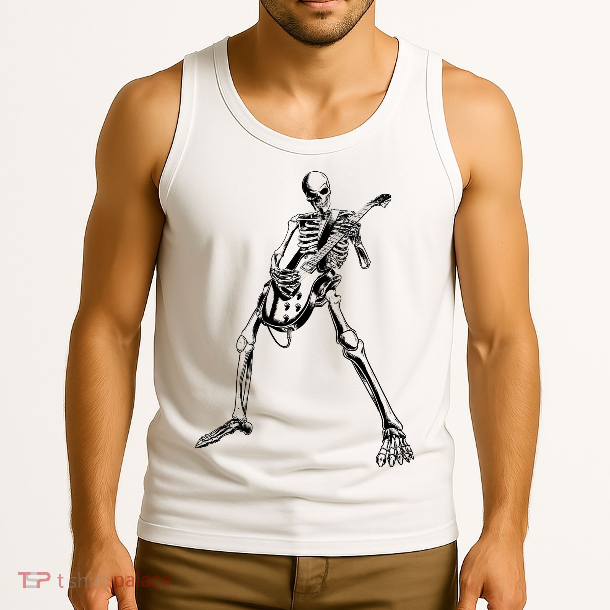 Skeleton Playing Guitar Tank Top