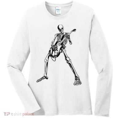Skeleton Playing Guitar Women's Long Sleeve Shirt