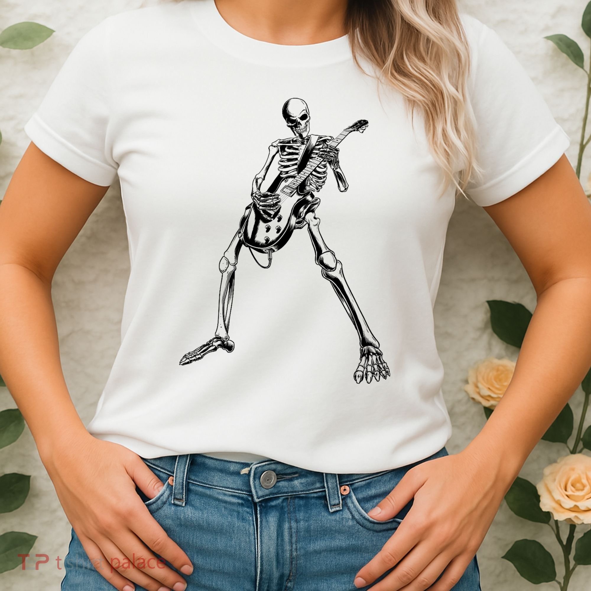 Skeleton Playing Guitar Women's T-Shirt