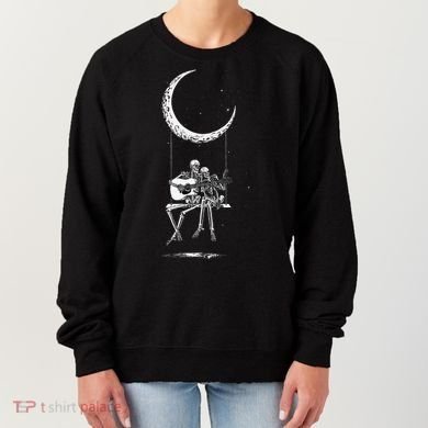 Skeleton Playing Guitar Graphic Band Tees Rock And Roll Moon Women's Sweatshirt