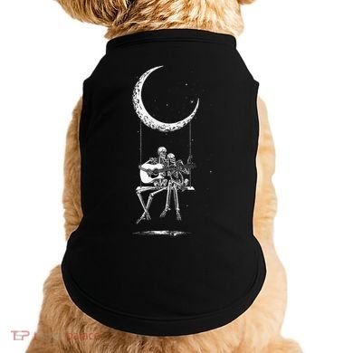 Skeleton Playing Guitar Graphic Band Tees Rock And Roll Moon Doggie Tank