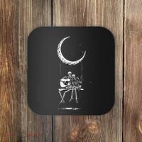 Skeleton Playing Guitar Graphic Band Tees Rock And Roll Moon Coaster thumb 0