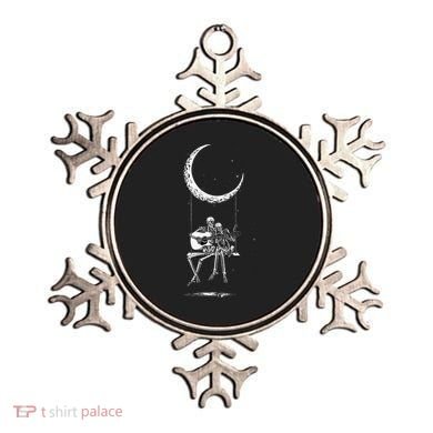 Skeleton Playing Guitar Graphic Band Tees Rock And Roll Moon Ornament