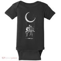 Skeleton Playing Guitar Graphic Band Tees Rock And Roll Moon Baby Bodysuit thumb 0