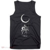 Skeleton Playing Guitar Graphic Band Tees Rock And Roll Moon Tank Top thumb 0
