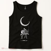 Skeleton Playing Guitar Graphic Band Tees Rock And Roll Moon Tank Top thumb 2