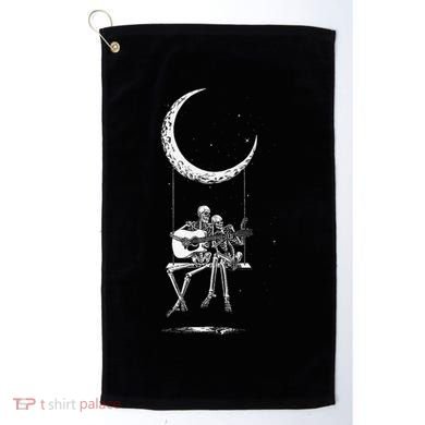 Skeleton Playing Guitar Graphic Band Tees Rock And Roll Moon Golf Towel