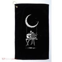 Skeleton Playing Guitar Graphic Band Tees Rock And Roll Moon Golf Towel thumb 0