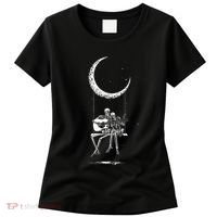 Skeleton Playing Guitar Graphic Band Tees Rock And Roll Moon Women's T-Shirt thumb 0