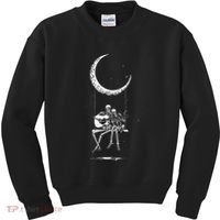Skeleton Playing Guitar Graphic Band Tees Rock And Roll Moon Kids Sweatshirt thumb 0