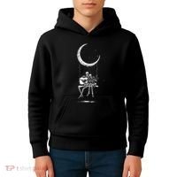 Skeleton Playing Guitar Graphic Band Tees Rock And Roll Moon Kids Hoodie thumb 4