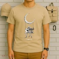Skeleton Playing Guitar Graphic Band Tees Rock And Roll Moon T-Shirt thumb 6