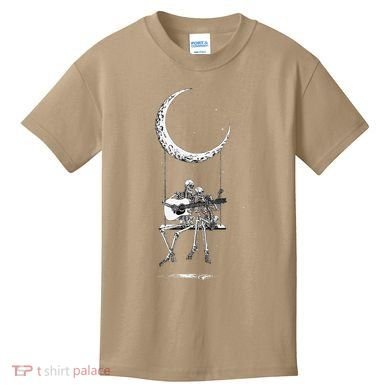 Skeleton Playing Guitar Graphic Band Tees Rock And Roll Moon Kids T-Shirt