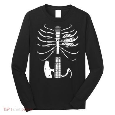 skeleton playing guitar electric Acoustic Classical Long Sleeve Shirt