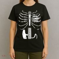 skeleton playing guitar electric Acoustic Classical T-Shirt thumb 4