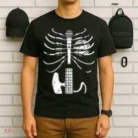 skeleton playing guitar electric Acoustic Classical T-Shirt thumb 6