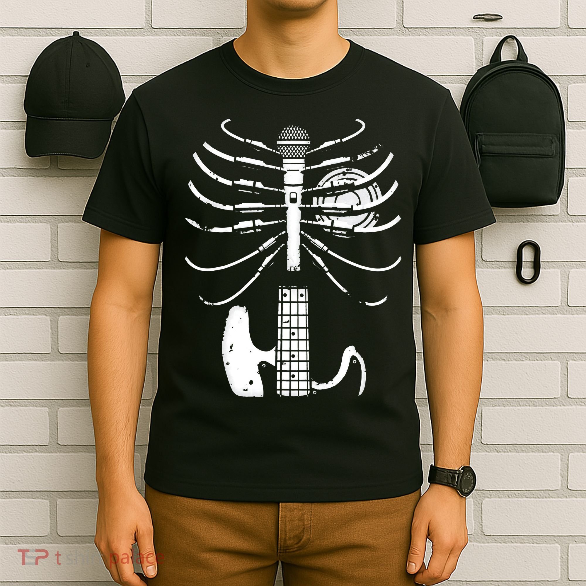 skeleton playing guitar electric Acoustic Classical T-Shirt