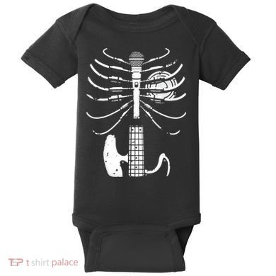 skeleton playing guitar electric Acoustic Classical Baby Bodysuit