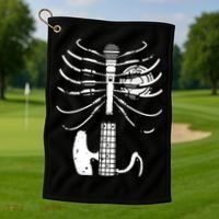 skeleton playing guitar electric Acoustic Classical Golf Towel thumb 1