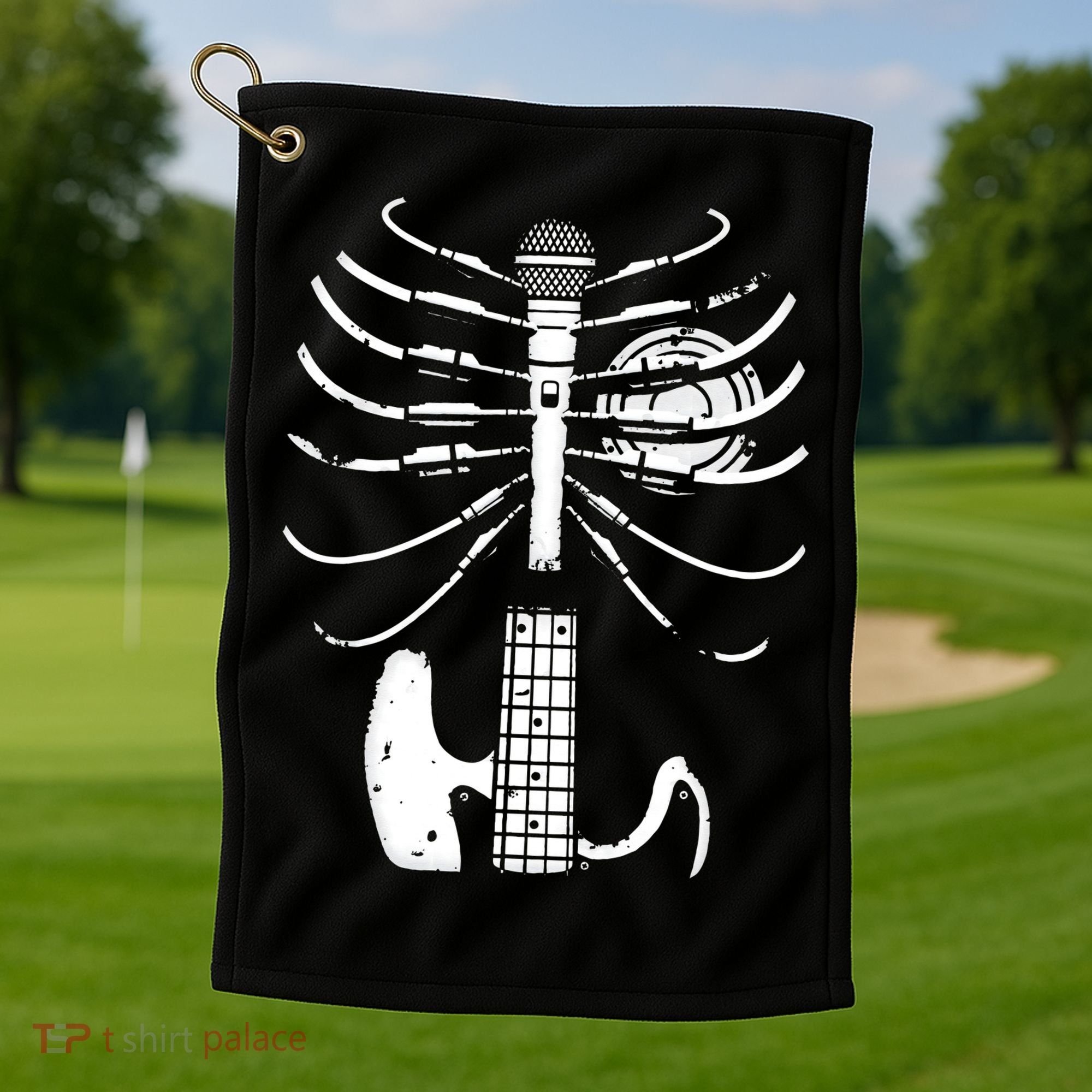 skeleton playing guitar electric Acoustic Classical Golf Towel