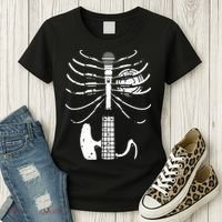 skeleton playing guitar electric Acoustic Classical Women's T-Shirt thumb 3