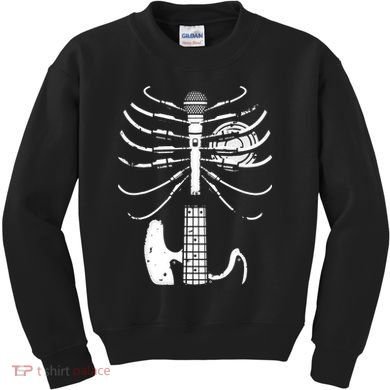skeleton playing guitar electric Acoustic Classical Kids Sweatshirt