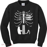 skeleton playing guitar electric Acoustic Classical Kids Sweatshirt thumb 0