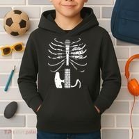 skeleton playing guitar electric Acoustic Classical Kids Hoodie thumb 2