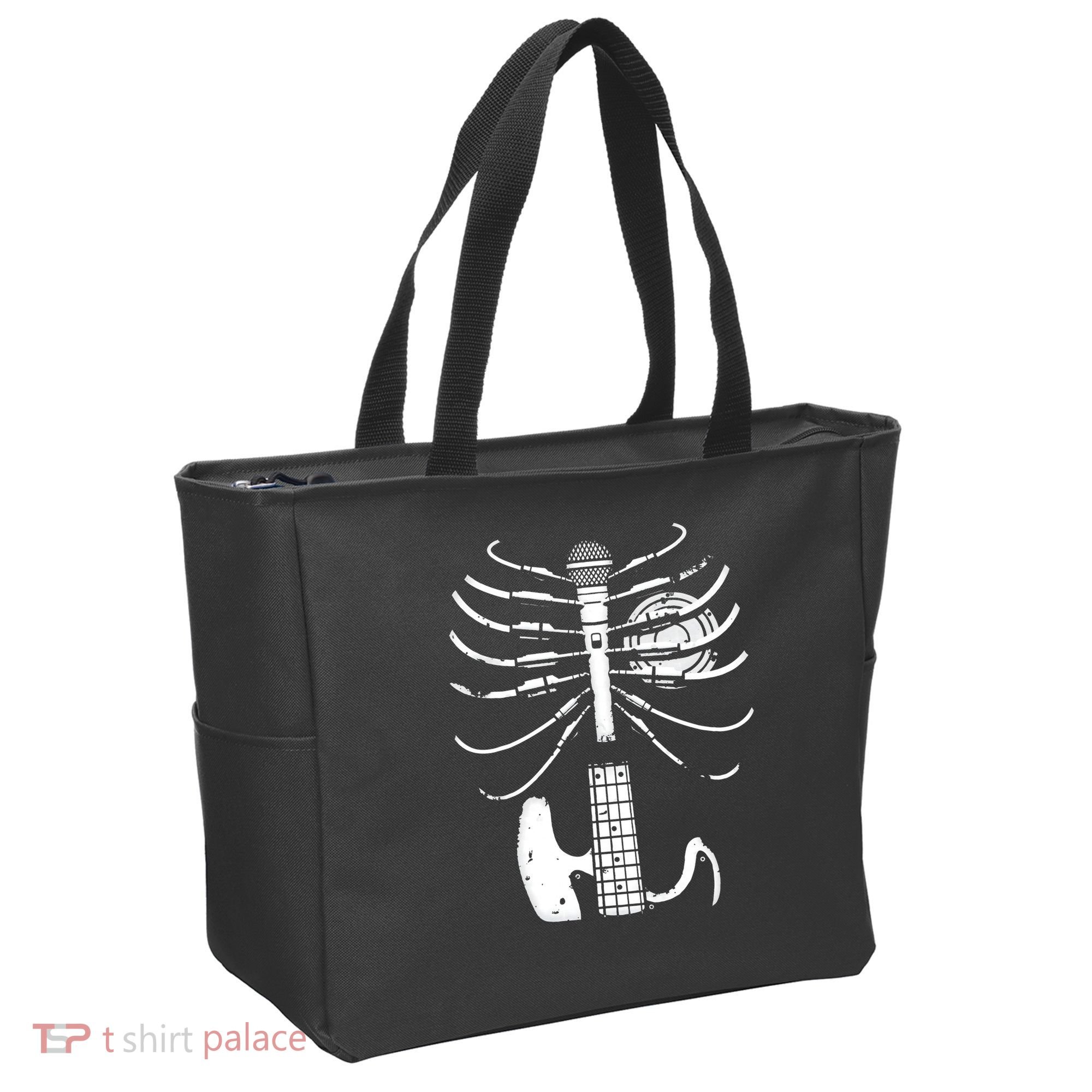 skeleton playing guitar electric Acoustic Classical Tote Bag