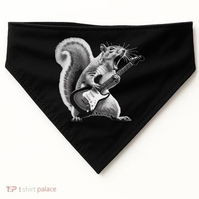 Squirrel Playing Guitar Rock And Roll USA-Made Doggie Bandana