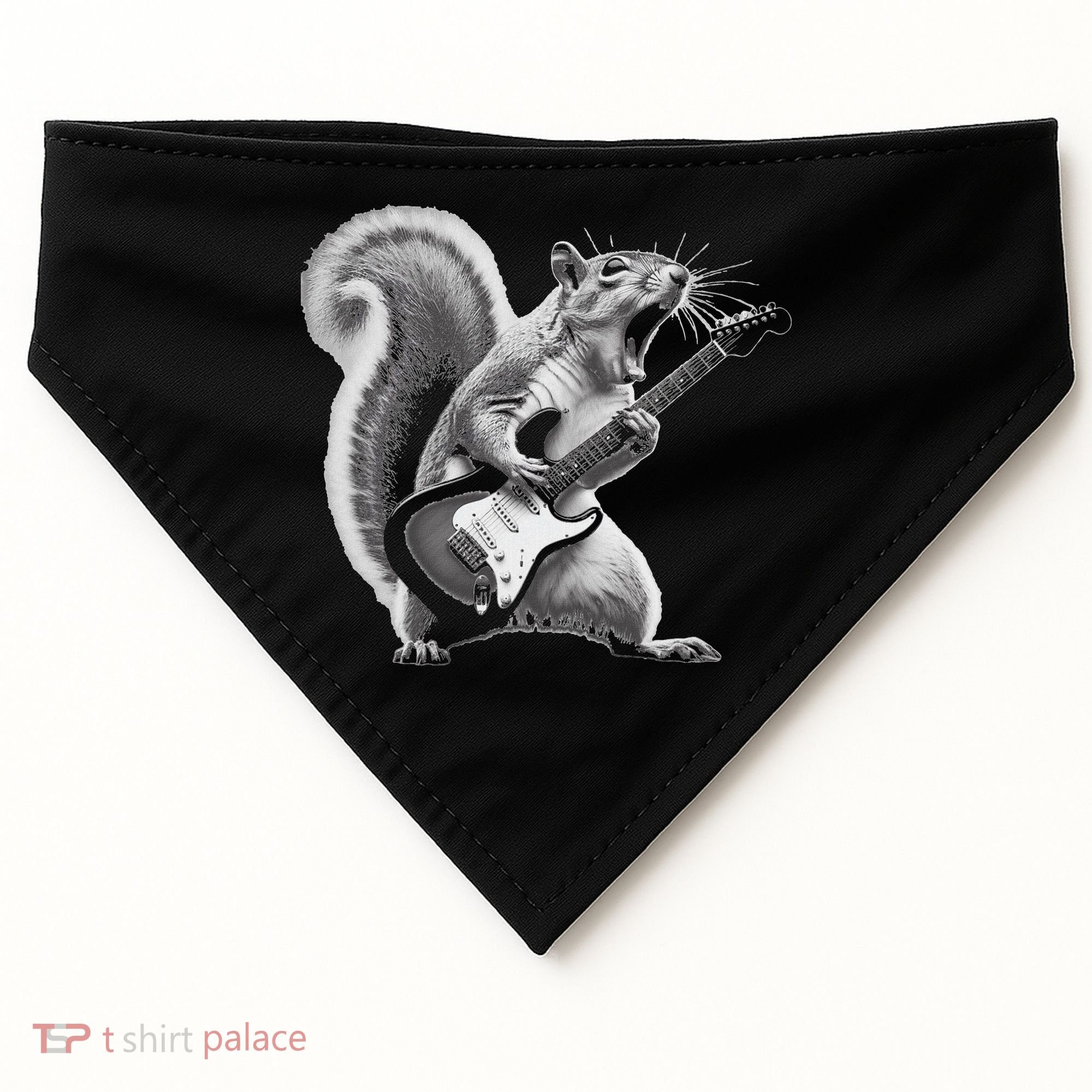 Squirrel Playing Guitar Rock And Roll USA-Made Doggie Bandana