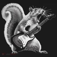 Squirrel Playing Guitar Rock And Roll USA-Made Doggie Bandana thumb 2