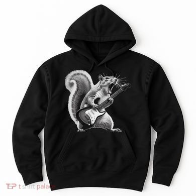 Squirrel Playing Guitar Rock And Roll Hoodie