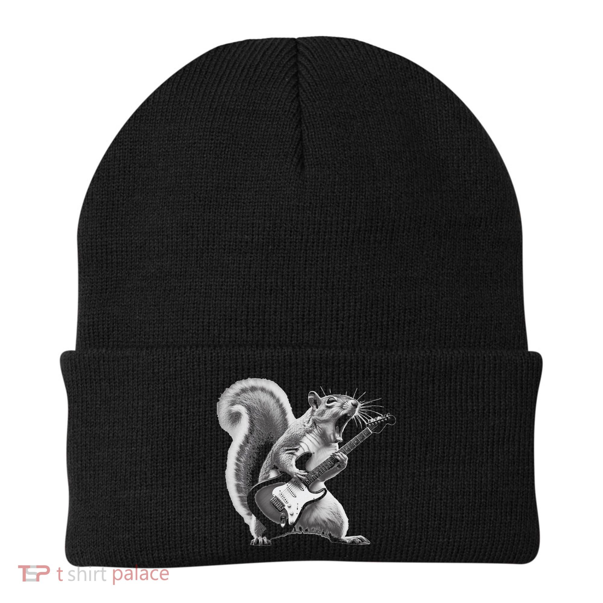 Squirrel Playing Guitar Rock And Roll Beanie