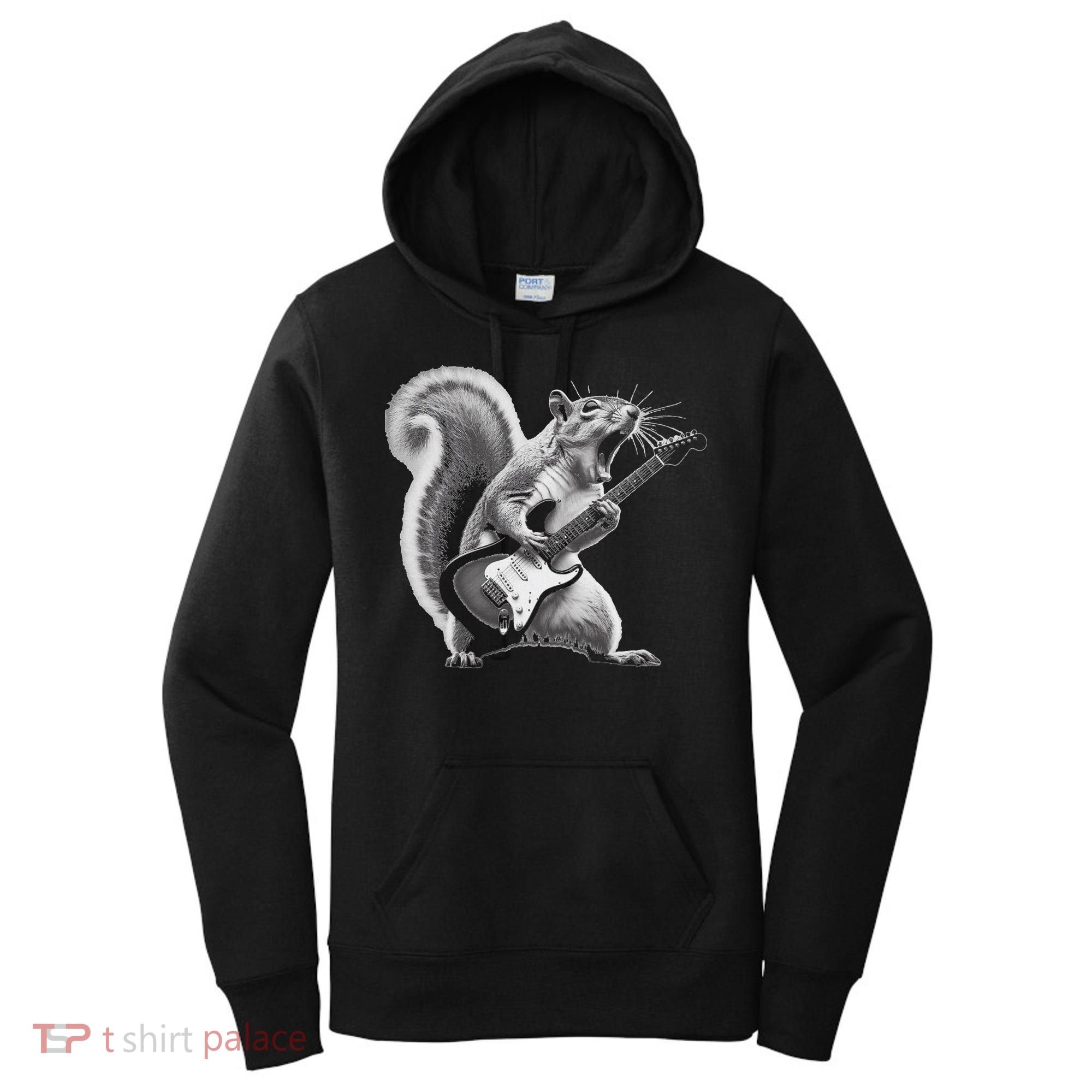Squirrel Playing Guitar Rock And Roll Women's Hoodie