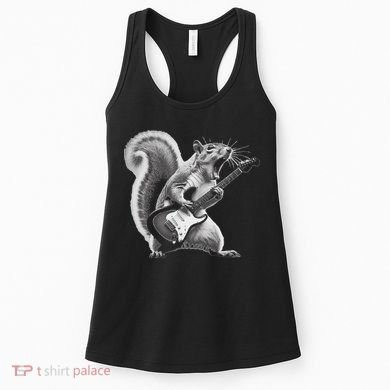 Squirrel Playing Guitar Rock And Roll Women's Tank Top