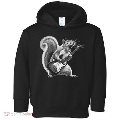 Squirrel Playing Guitar Rock And Roll Toddler Hoodie