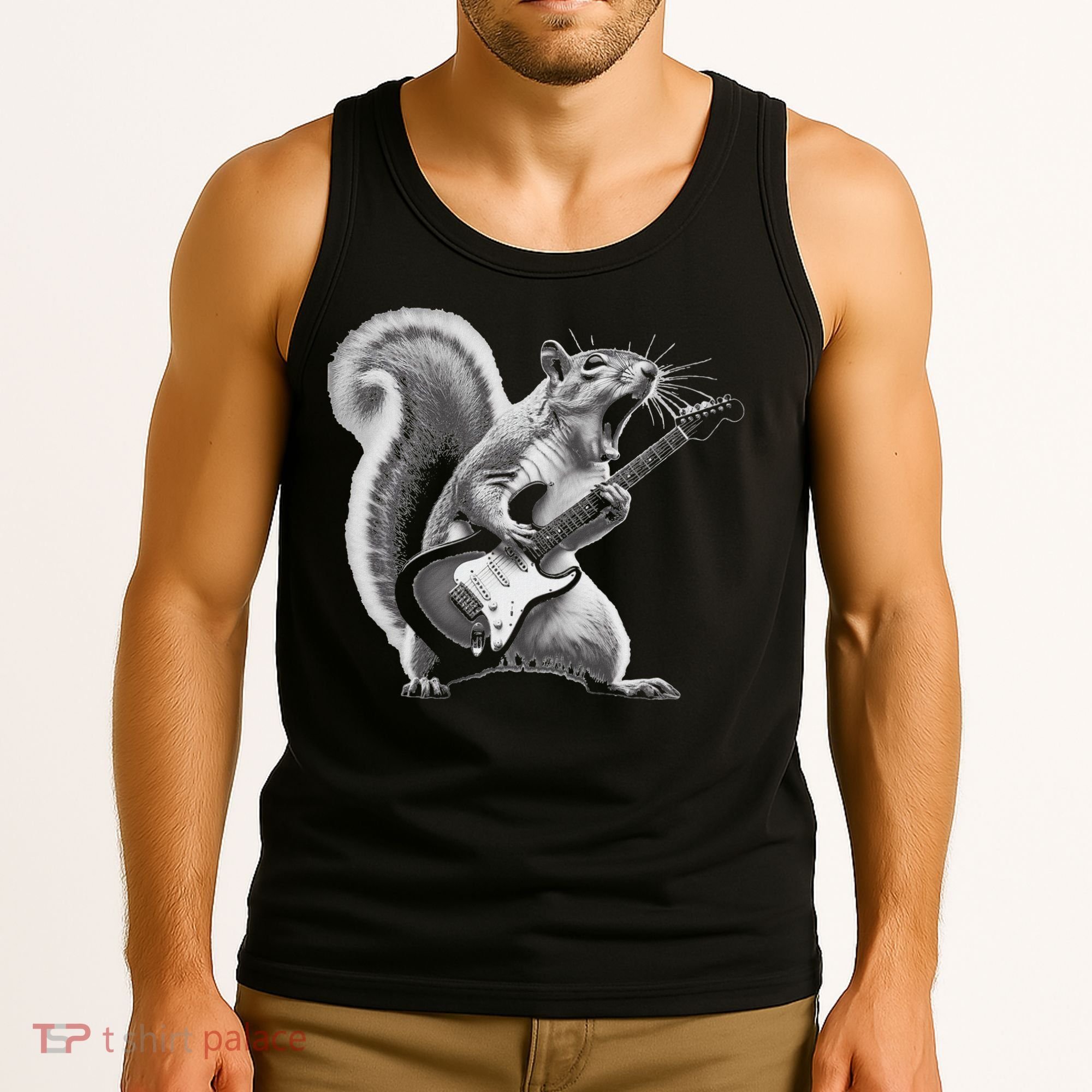 Squirrel Playing Guitar Rock And Roll Tank Top