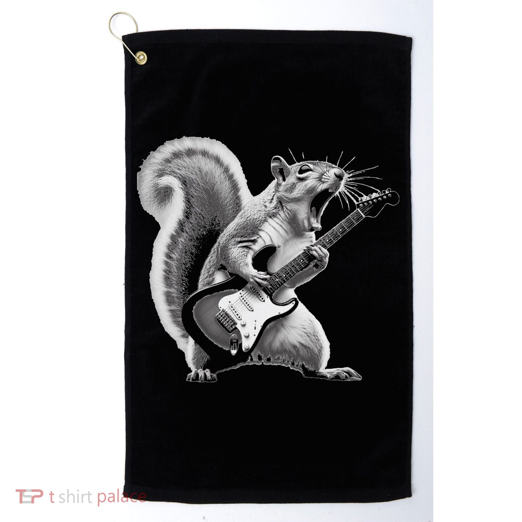 Squirrel Playing Guitar Rock And Roll Golf Towel