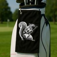 Squirrel Playing Guitar Rock And Roll Golf Towel thumb 2