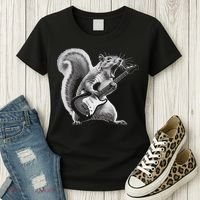 Squirrel Playing Guitar Rock And Roll Women's T-Shirt thumb 3