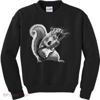 Squirrel Playing Guitar Rock And Roll Kids Sweatshirt thumb 0